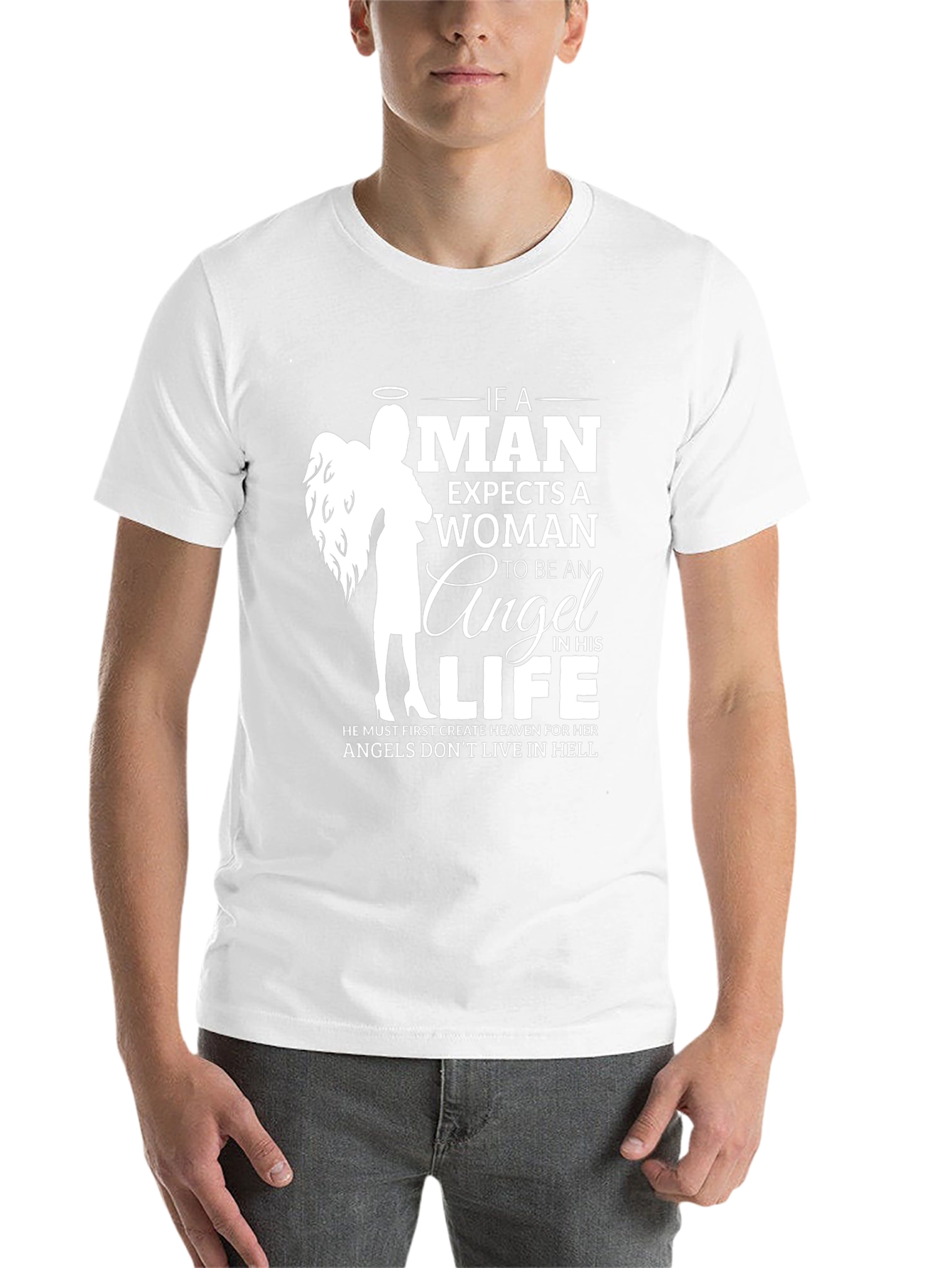 Angel Woman Graphic T-Shirt - Mens Black Tee