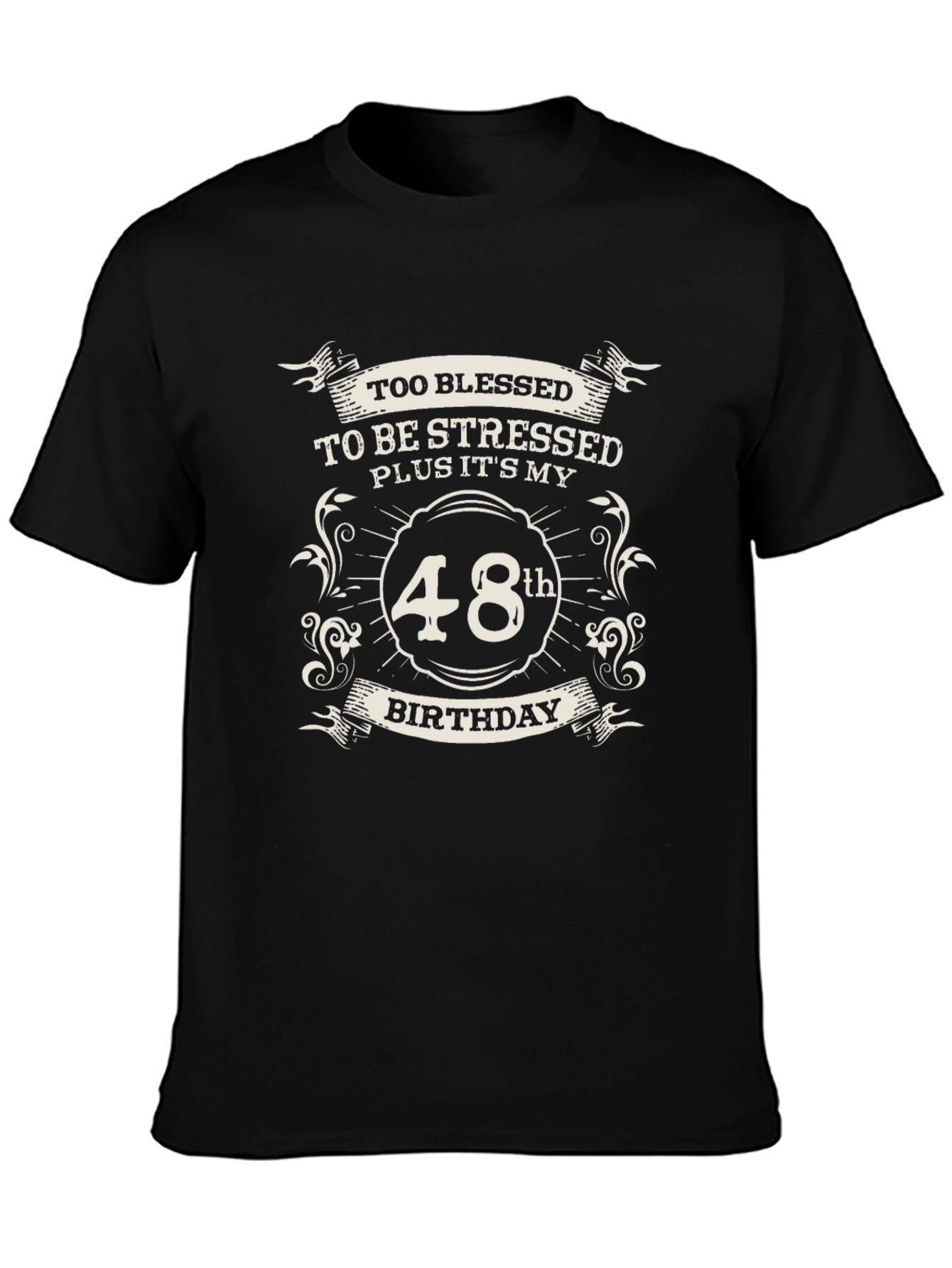 48th Birthday Blessed T-Shirt - Black