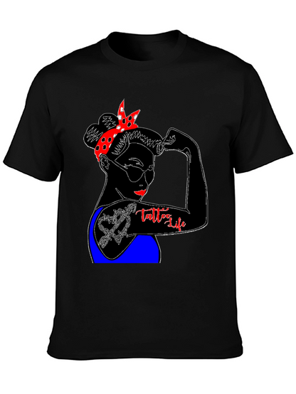 Tattoo Life Graphic T-Shirt - Strong Woman Design