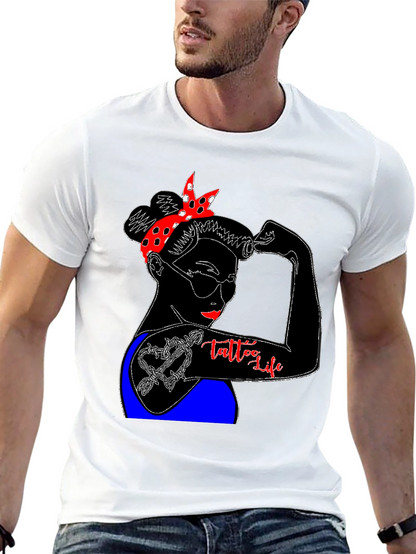 Tattoo Life Graphic T-Shirt - Strong Woman Design