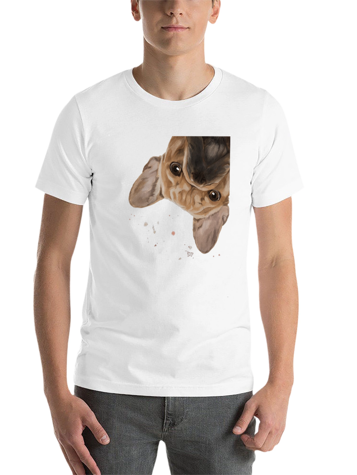 Upside Down Puppy Graphic Tee - Black Cotton Blend
