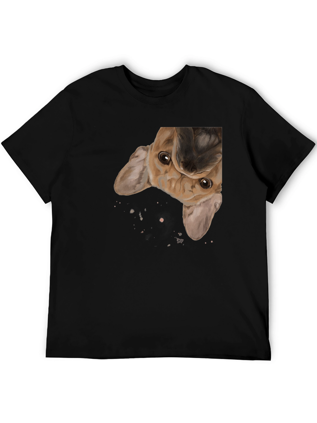 Upside Down Puppy Graphic Tee - Black Cotton Blend