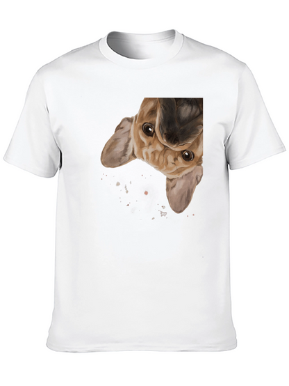 Upside Down Puppy Graphic Tee - Black Cotton Blend
