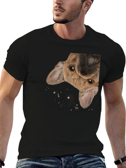 Upside Down Puppy Graphic Tee - Black Cotton Blend