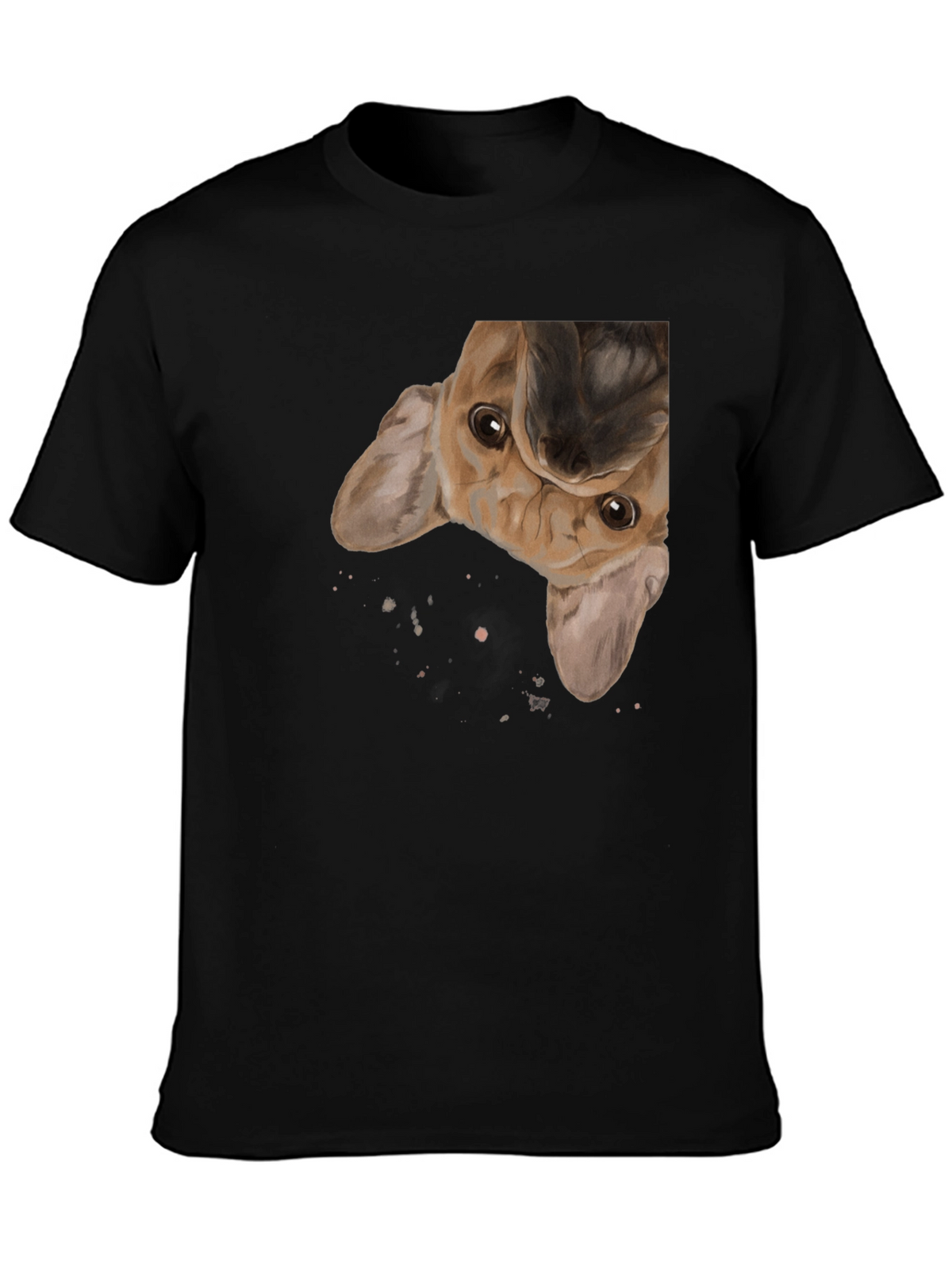 Upside Down Puppy Graphic Tee - Black Cotton Blend