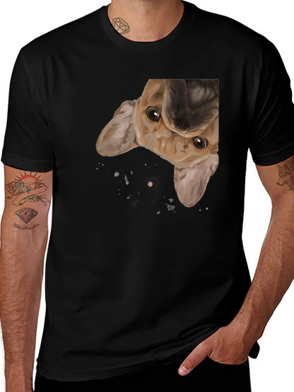 Upside Down Puppy Graphic Tee - Black Cotton Blend