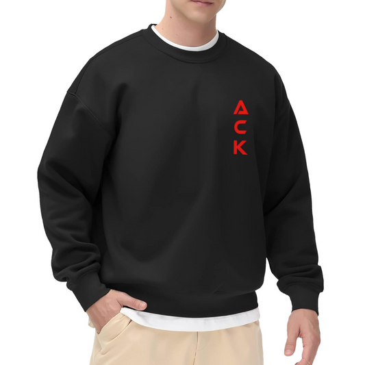 Minimal Vertical Red ACK Chest Logo Crewneck
