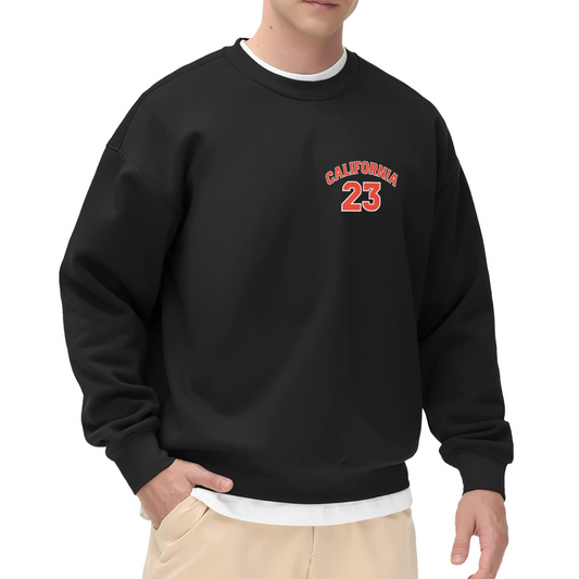 Retro California 23 Number Chest Print Black Sweatshirt