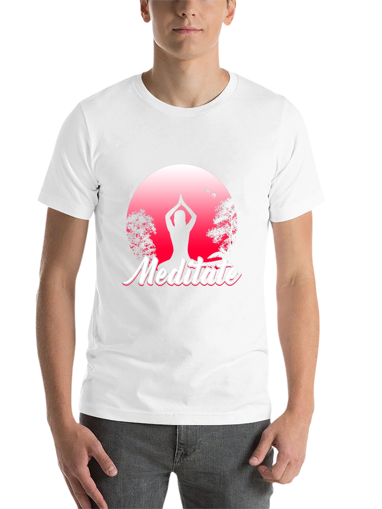 Meditate Graphic Tee - Yoga Silhouette T-Shirt