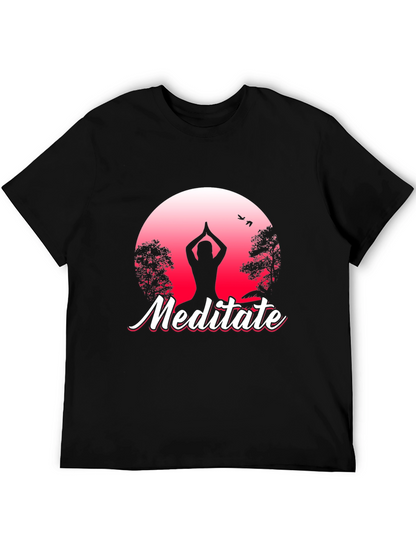 Meditate Graphic Tee - Yoga Silhouette T-Shirt