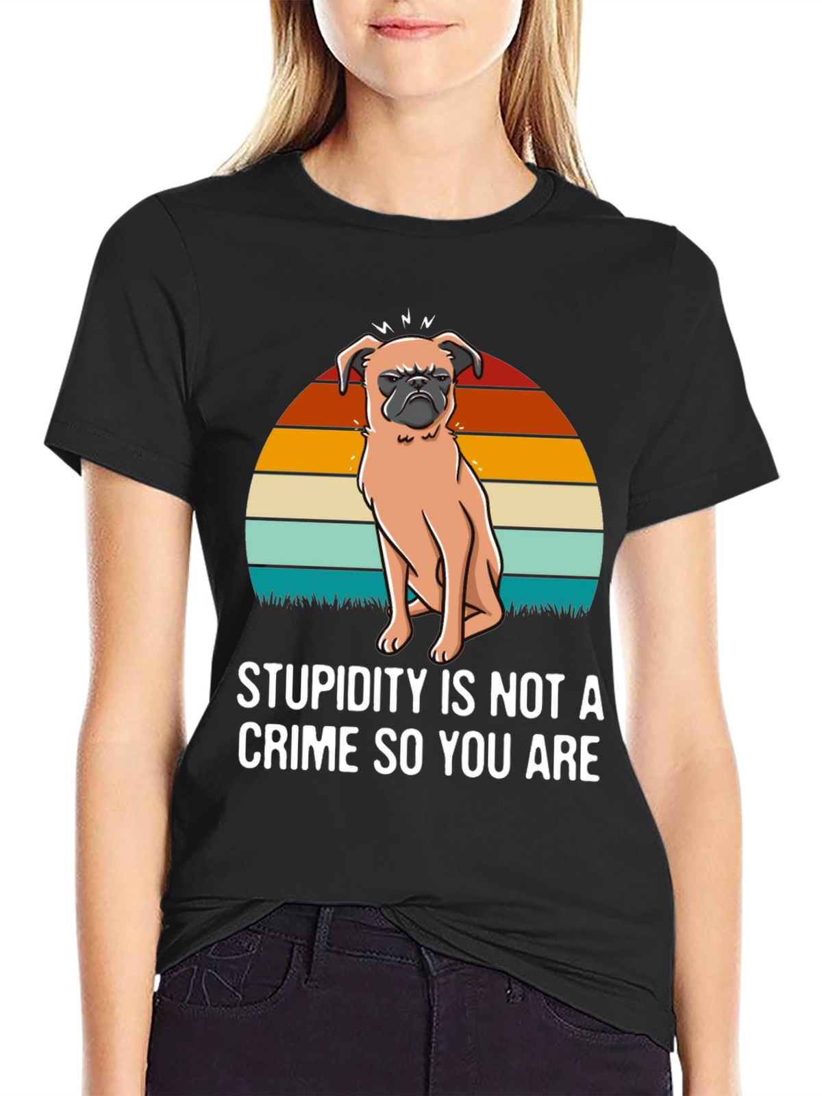 Stupidity Crime Dog Graphic T-Shirt