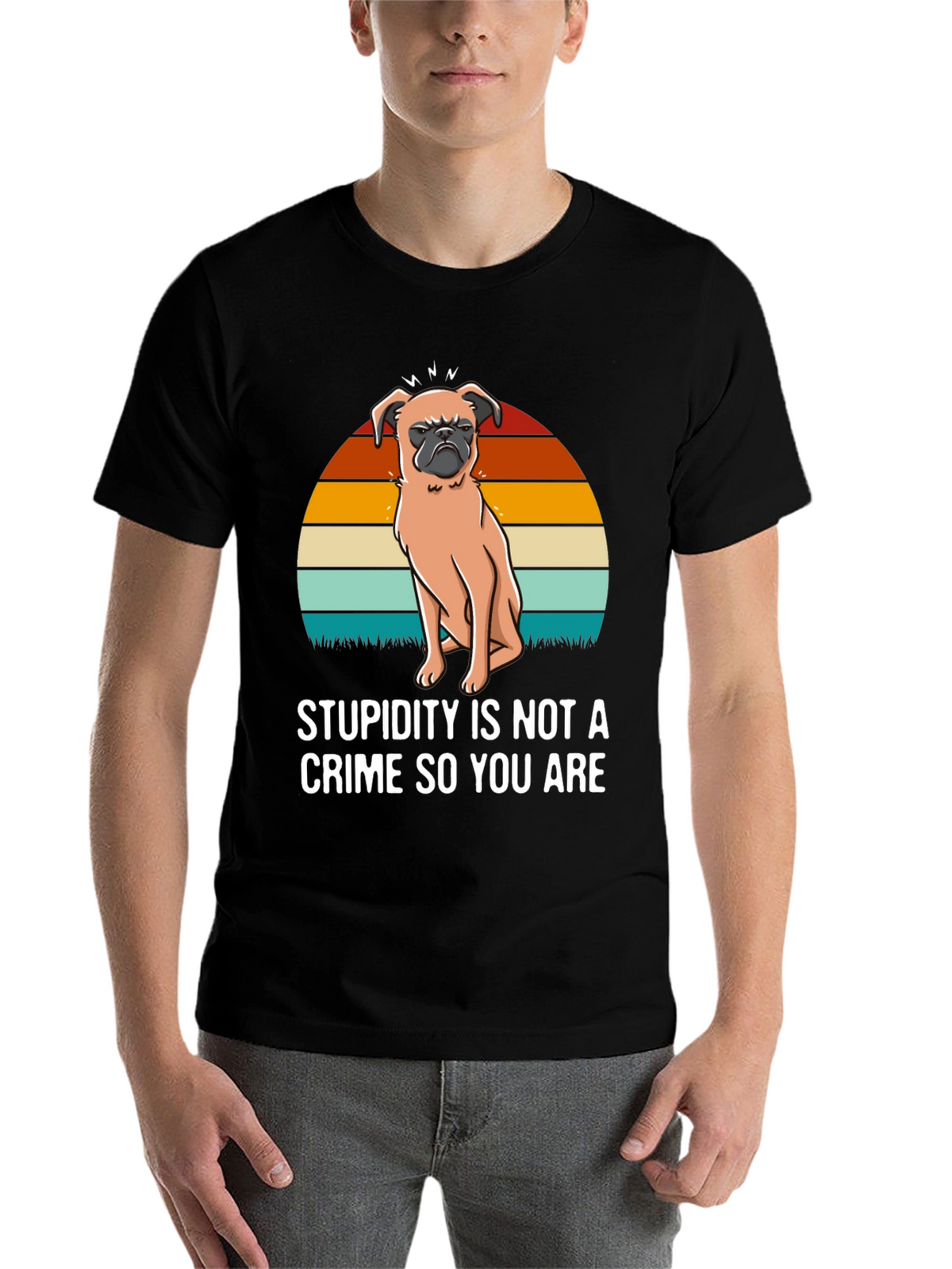 Stupidity Crime Dog Graphic T-Shirt