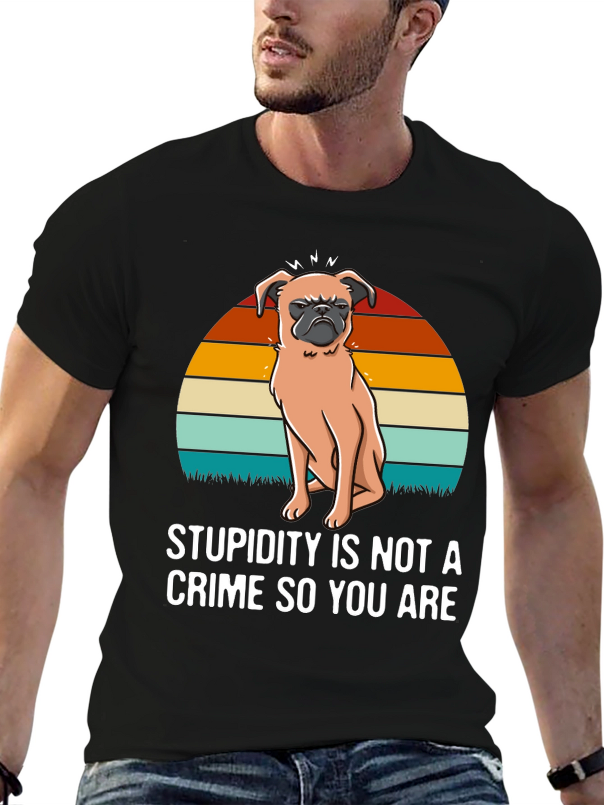 Stupidity Crime Dog Graphic T-Shirt