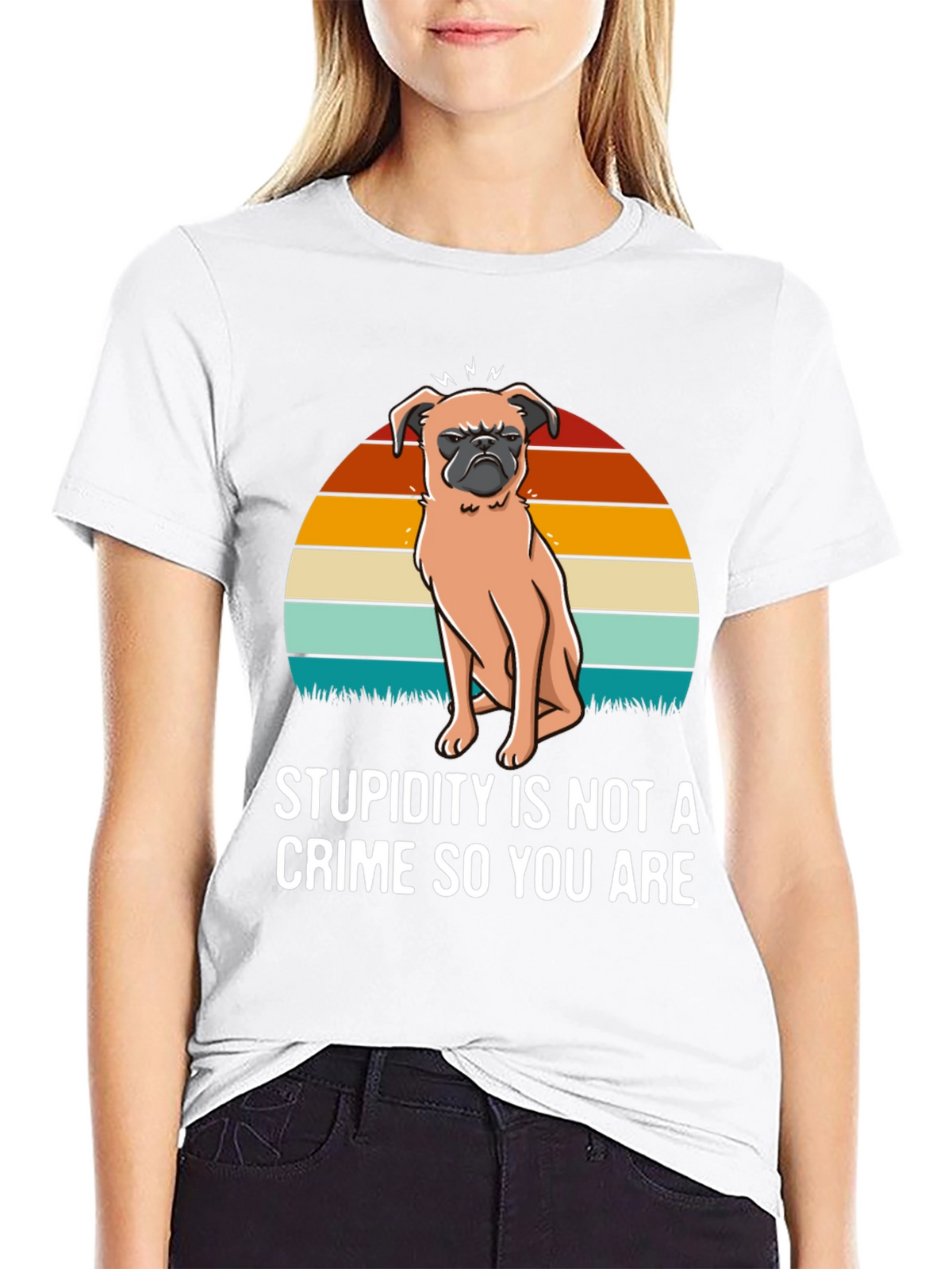 Stupidity Crime Dog Graphic T-Shirt