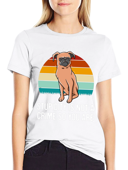 Stupidity Crime Dog Graphic T-Shirt