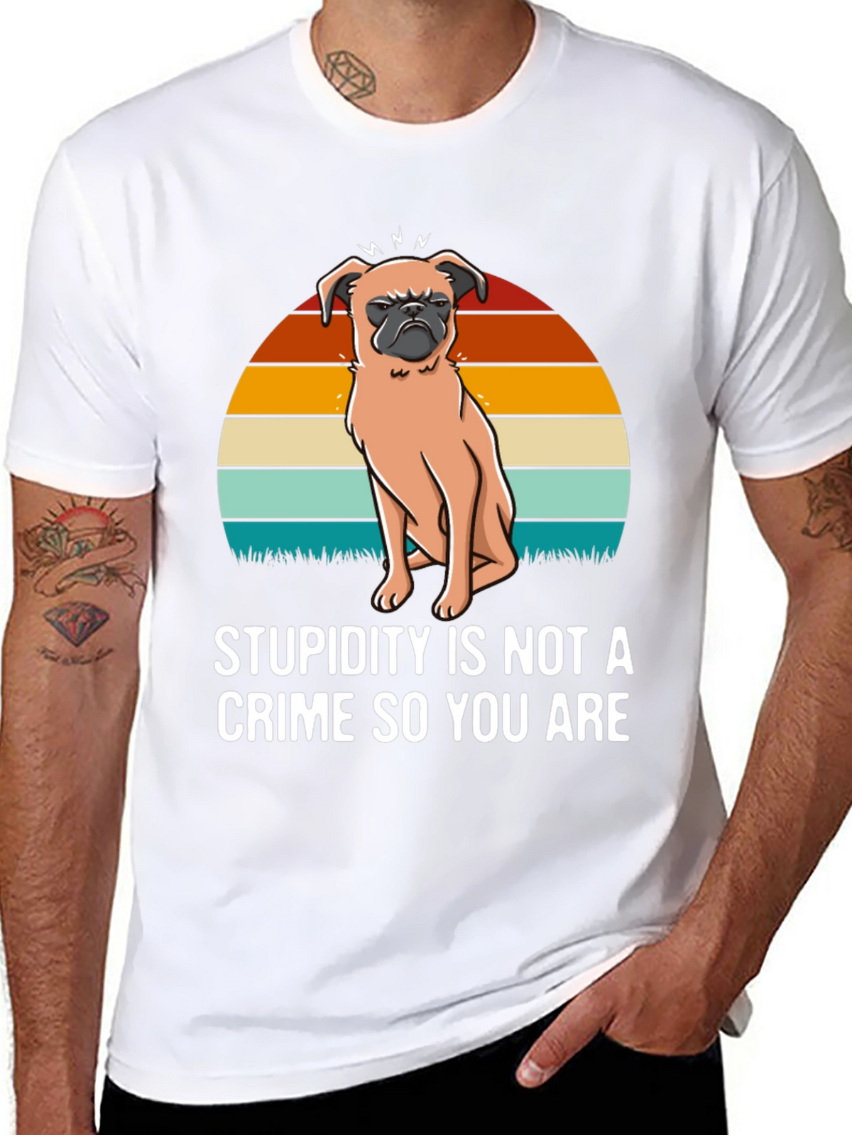Stupidity Crime Dog Graphic T-Shirt