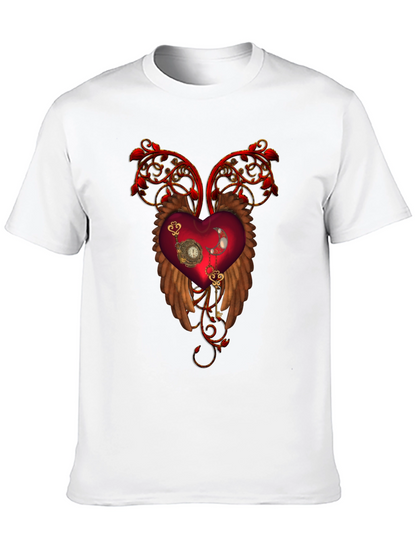 Steampunk Heart Wings Black T-Shirt