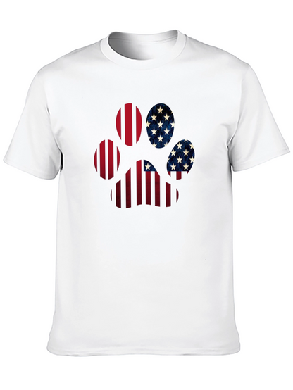 Patriotic Paw Print T-Shirt - USA Flag Design