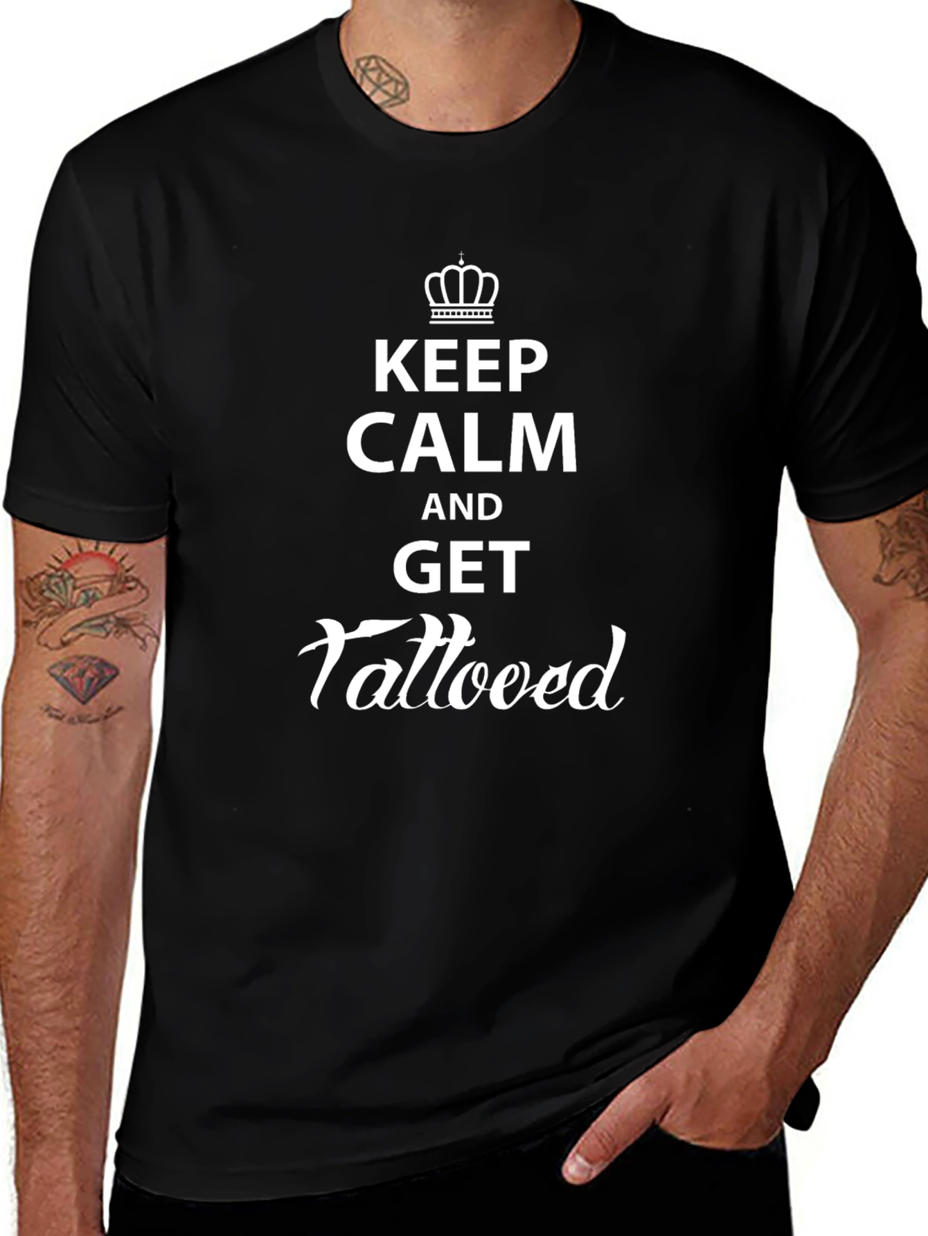 Keep Calm and Get Tattooed Black Graphic Tee