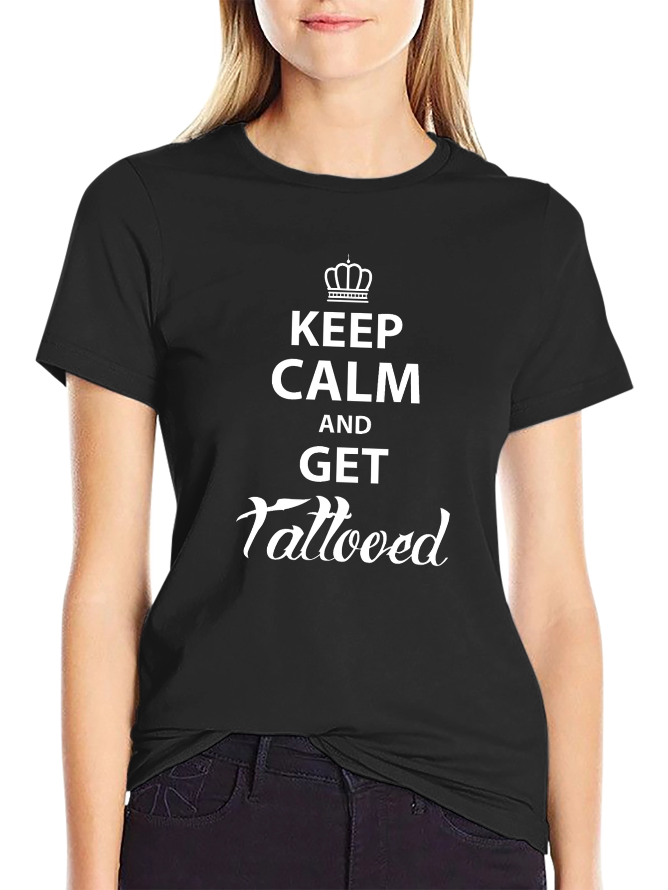 Keep Calm and Get Tattooed Black Graphic Tee