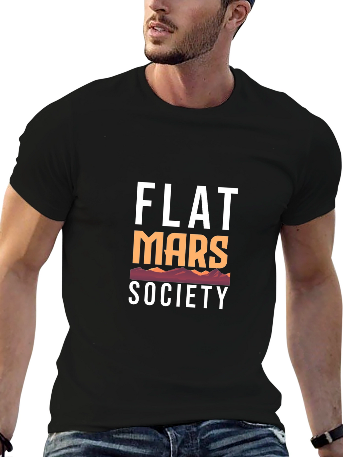 Flat Mars Society Graphic Tee - Black Cotton