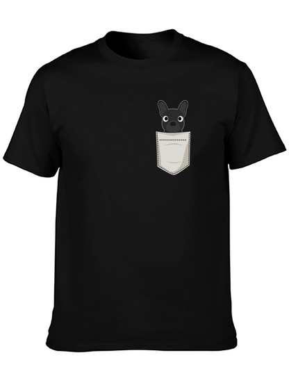 Dog in Pocket Graphic Tee - Black Cotton Blend