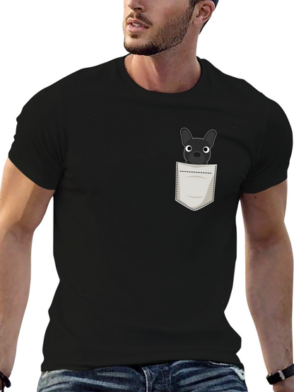 Dog in Pocket Graphic Tee - Black Cotton Blend