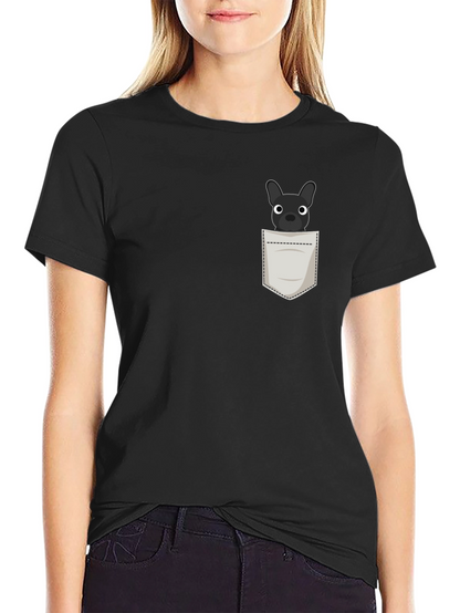 Dog in Pocket Graphic Tee - Black Cotton Blend