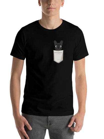 Dog in Pocket Graphic Tee - Black Cotton Blend