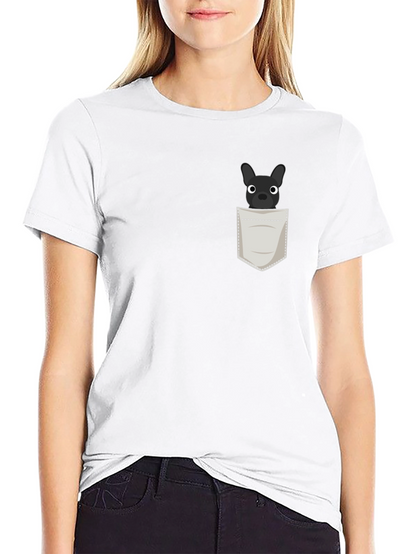 Dog in Pocket Graphic Tee - Black Cotton Blend