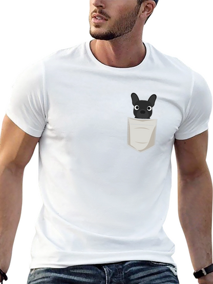 Dog in Pocket Graphic Tee - Black Cotton Blend