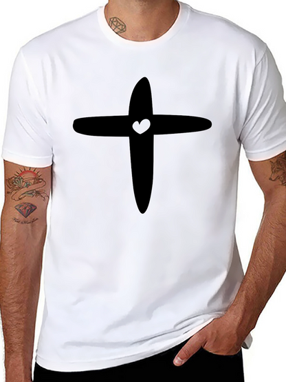 Heart Cross Graphic Tee - Black