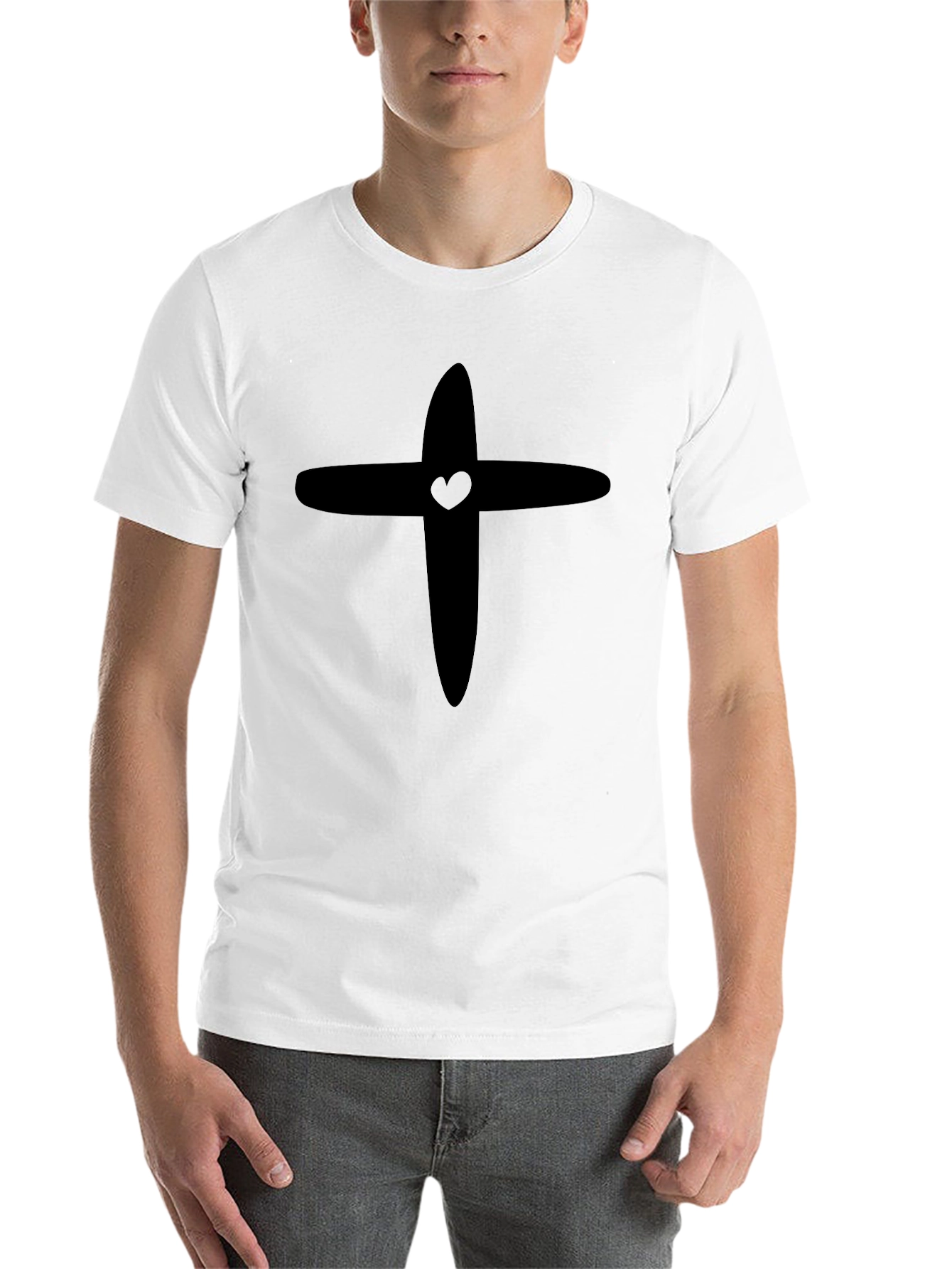 Heart Cross Graphic Tee - Black