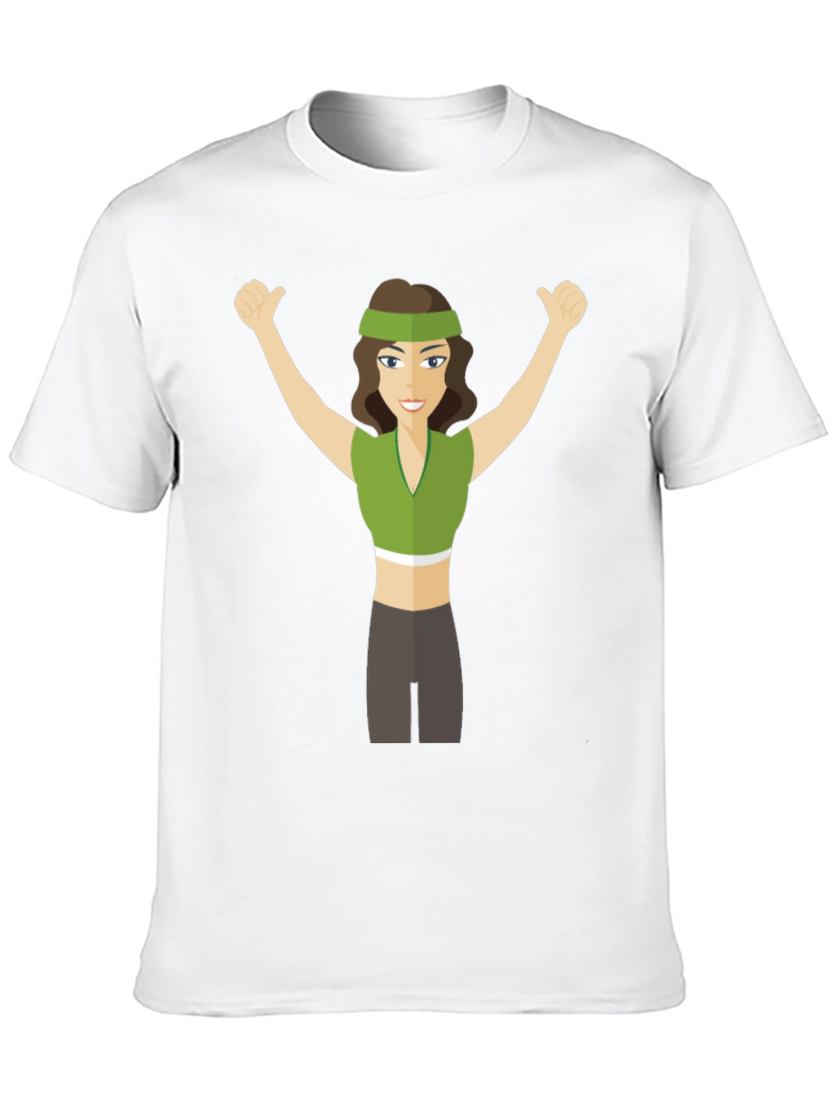 Cartoon Woman Graphic Tee - Black Crew Neck T-Shirt