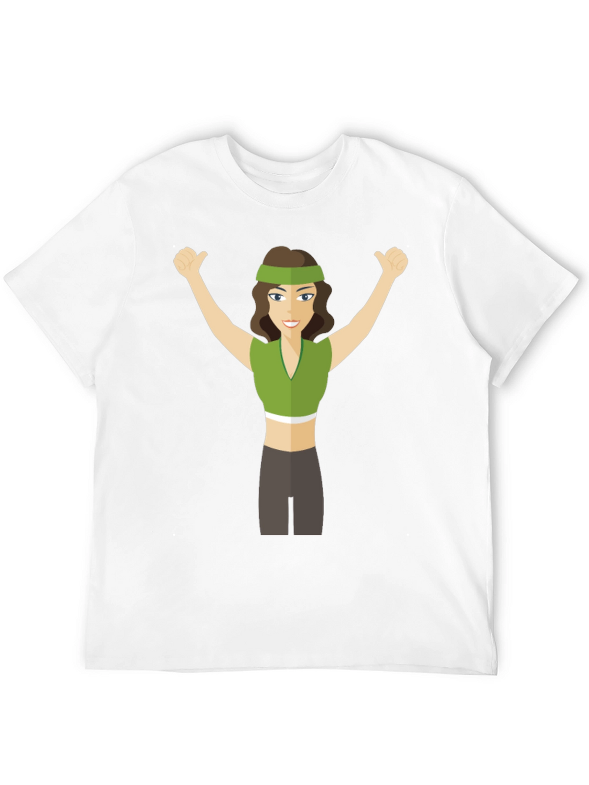 Cartoon Woman Graphic Tee - Black Crew Neck T-Shirt
