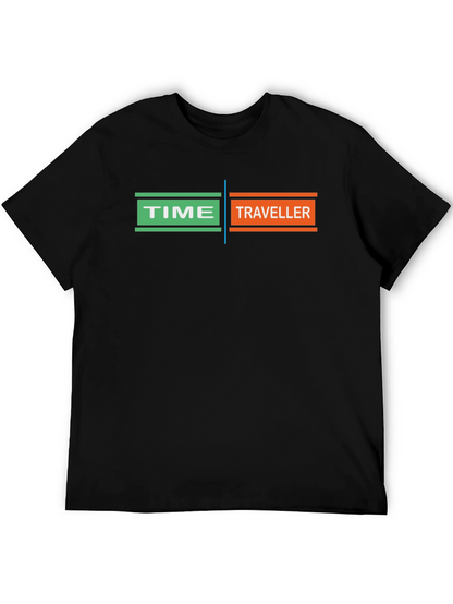 Time Traveler Graphic T-Shirt - Black Unique Design