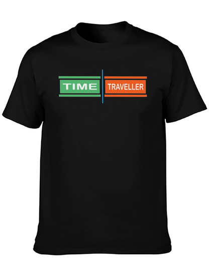 Time Traveler Graphic T-Shirt - Black Unique Design