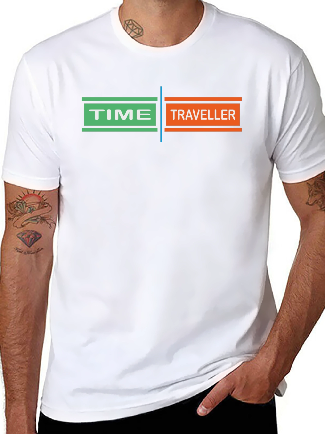 Time Traveler Graphic T-Shirt - Black Unique Design