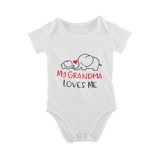 My Grandma Loves Me Lovely Elephant Family Baby Bodysuit