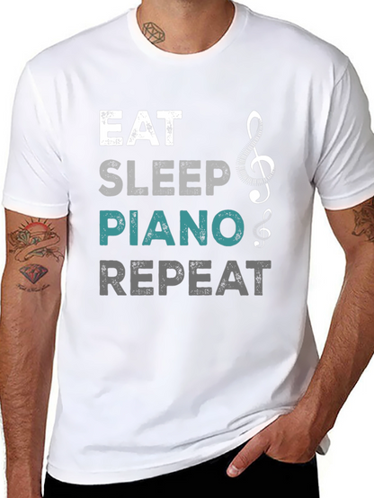 Eat Sleep Piano Repeat Graphic T-Shirt