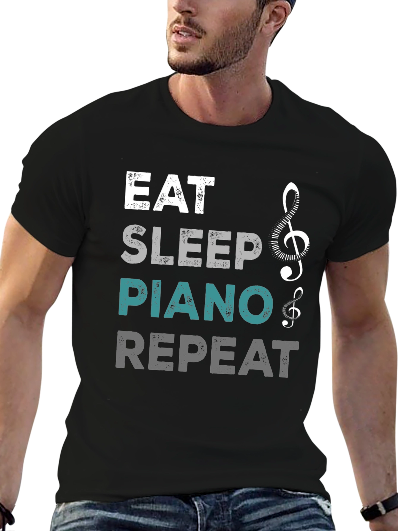 Eat Sleep Piano Repeat Graphic T-Shirt