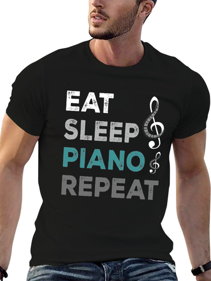 Eat Sleep Piano Repeat Graphic T-Shirt