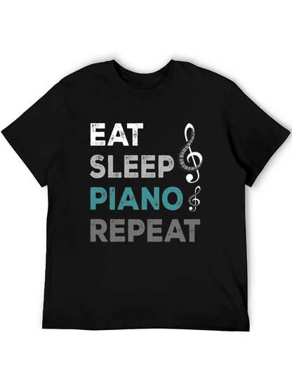 Eat Sleep Piano Repeat Graphic T-Shirt