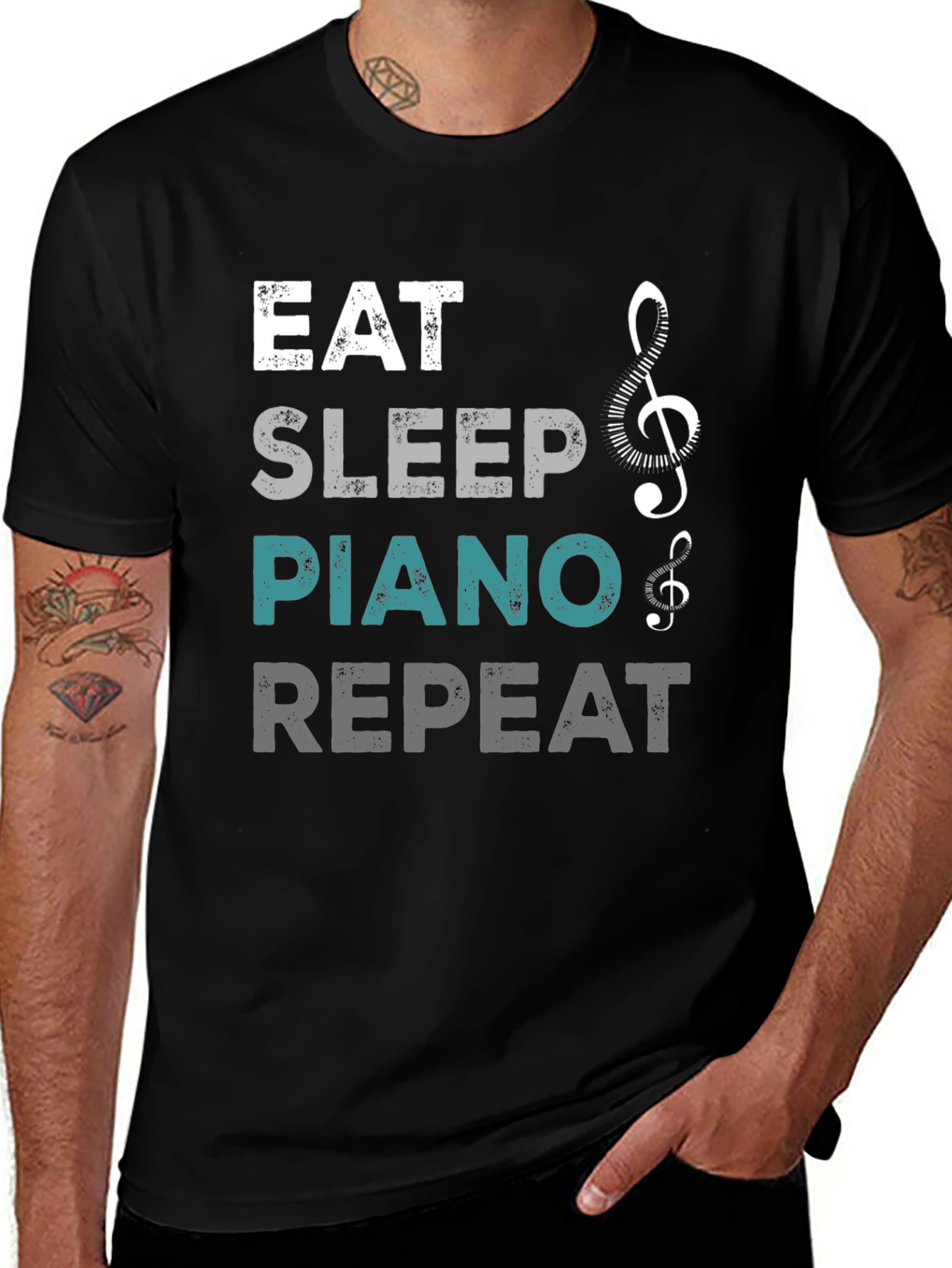 Eat Sleep Piano Repeat Graphic T-Shirt