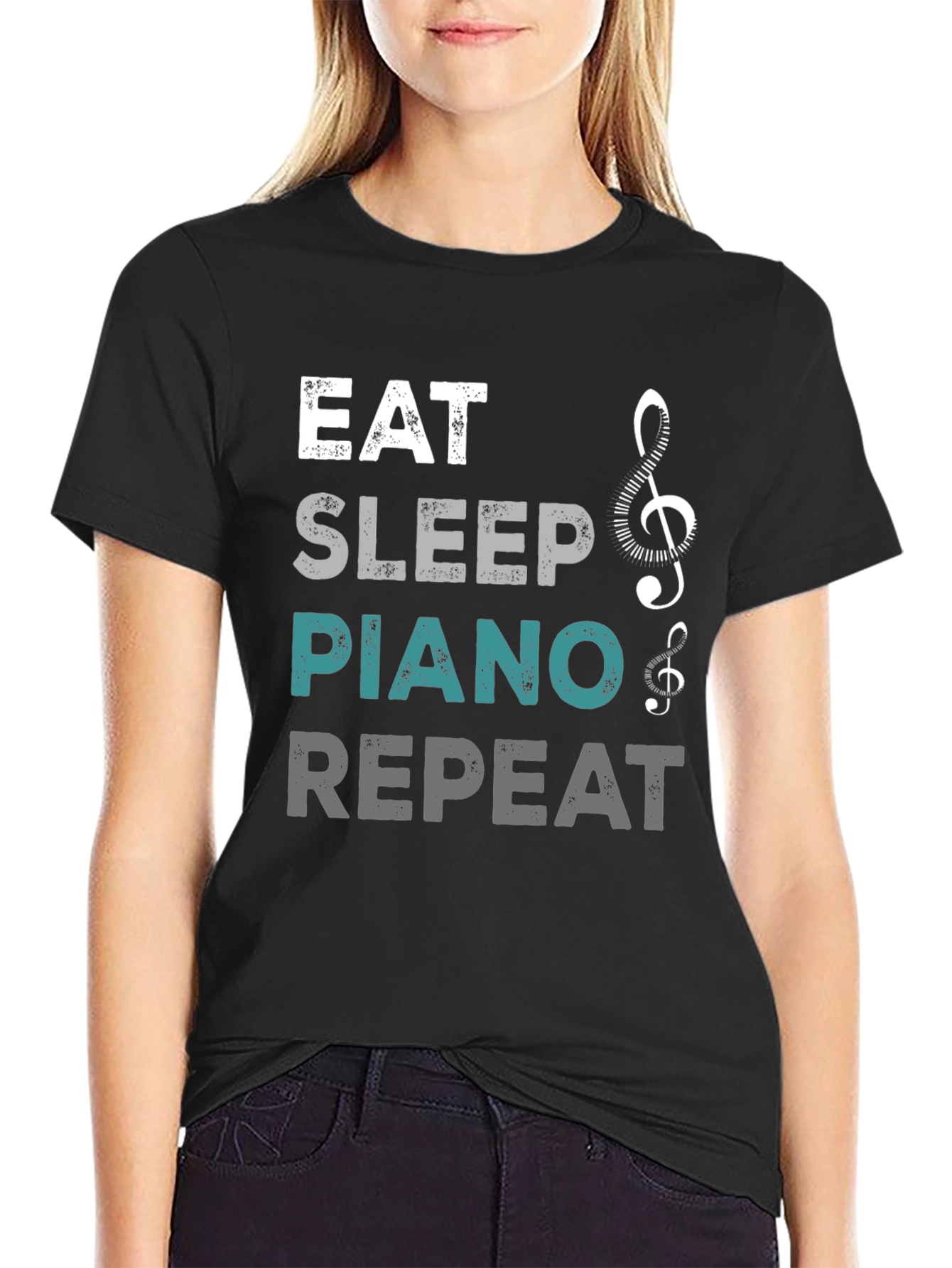 Eat Sleep Piano Repeat Graphic T-Shirt
