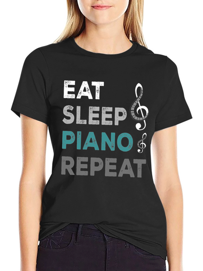 Eat Sleep Piano Repeat Graphic T-Shirt