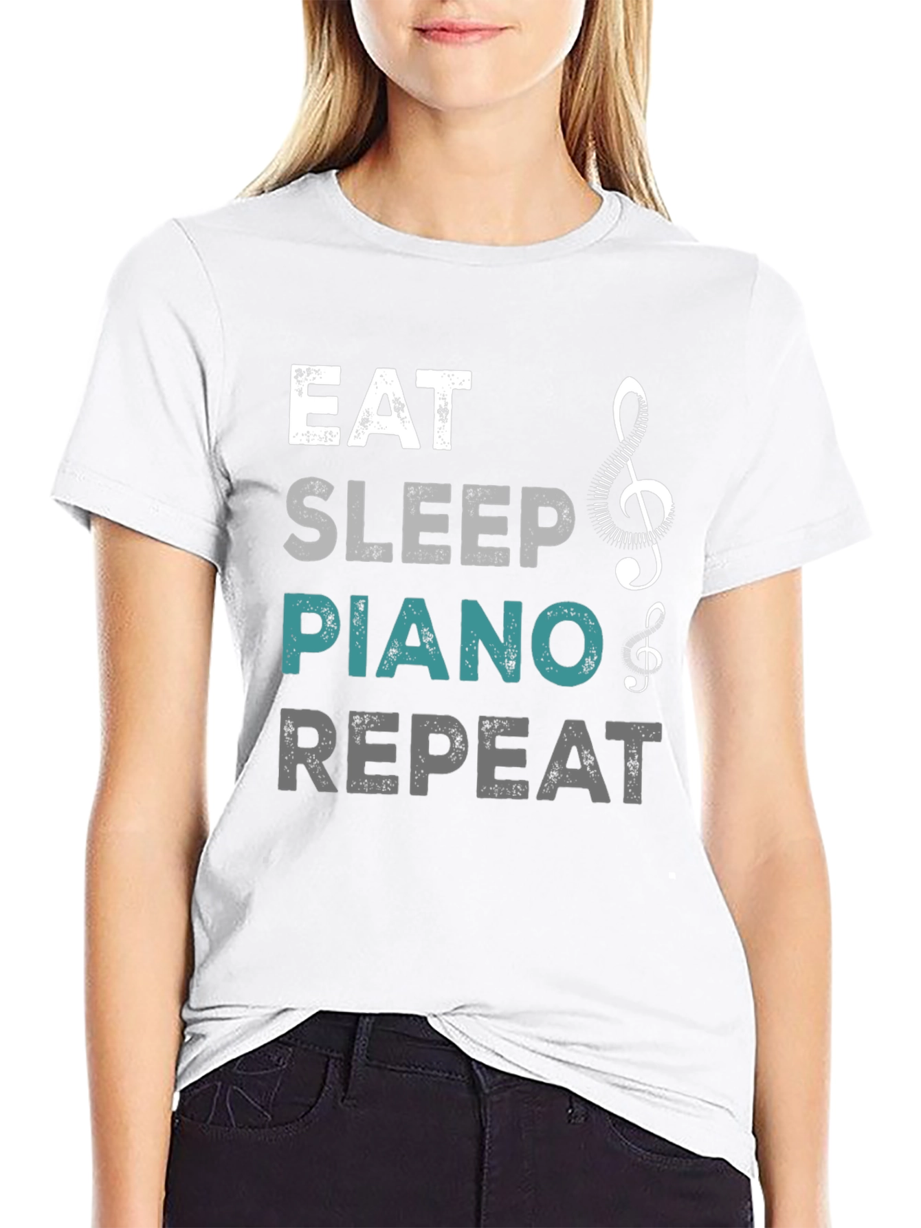 Eat Sleep Piano Repeat Graphic T-Shirt