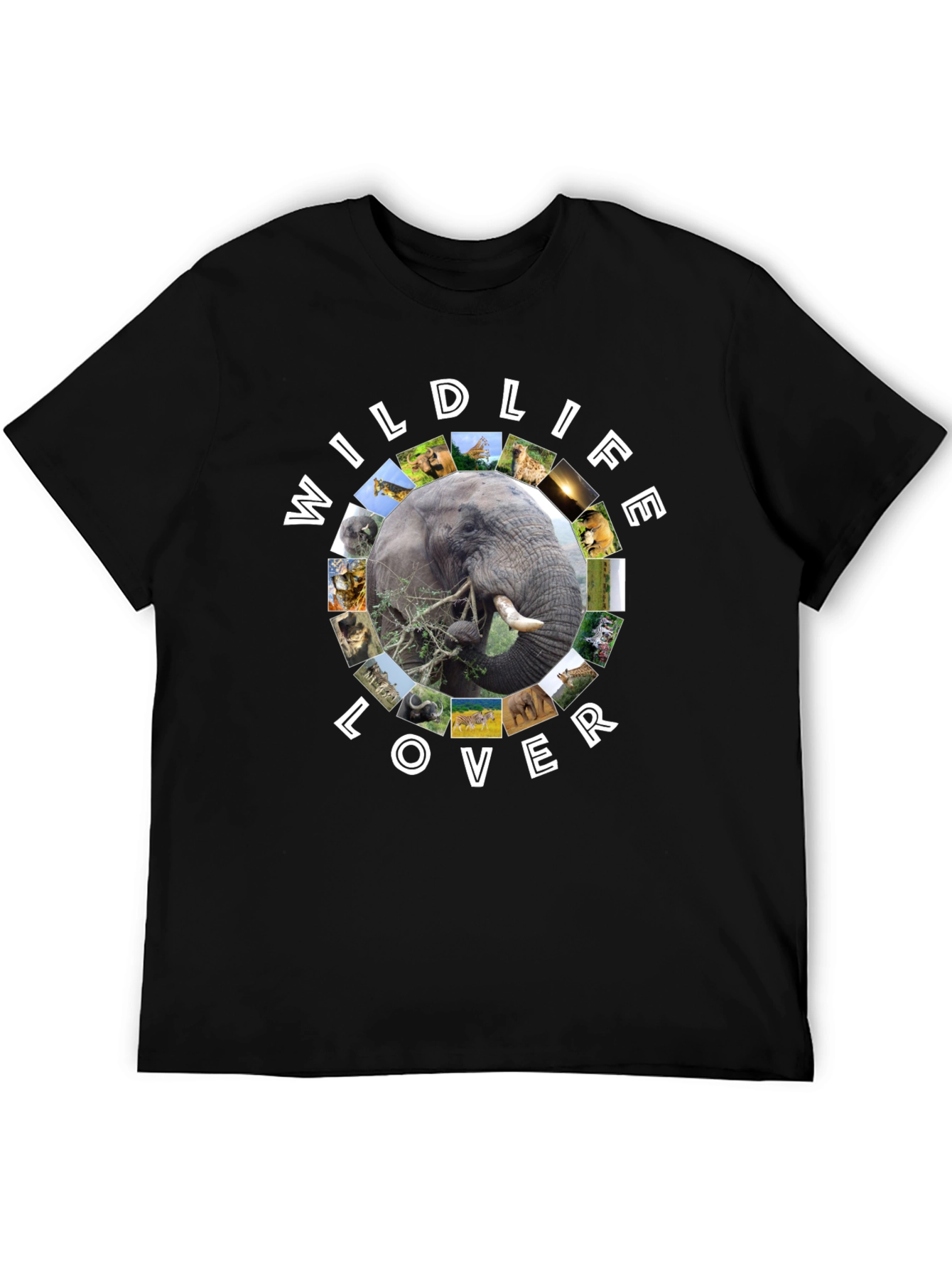 Wildlife Lover Graphic Tee - Black Cotton T-Shirt