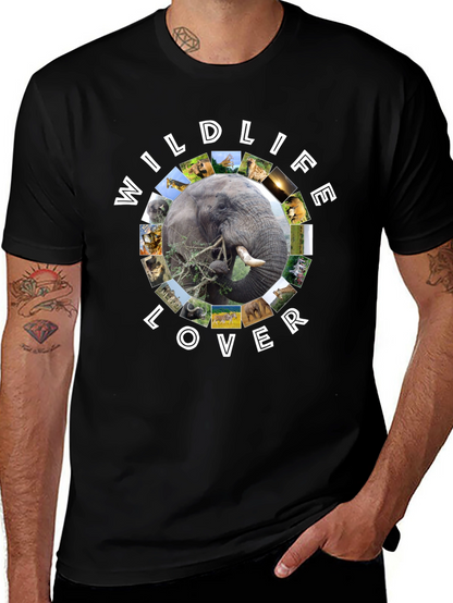 Wildlife Lover Graphic Tee - Black Cotton T-Shirt