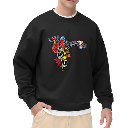 Graffiti 23 Brooklyn Eagle Mix Graphic White Crewneck Sweatshirt